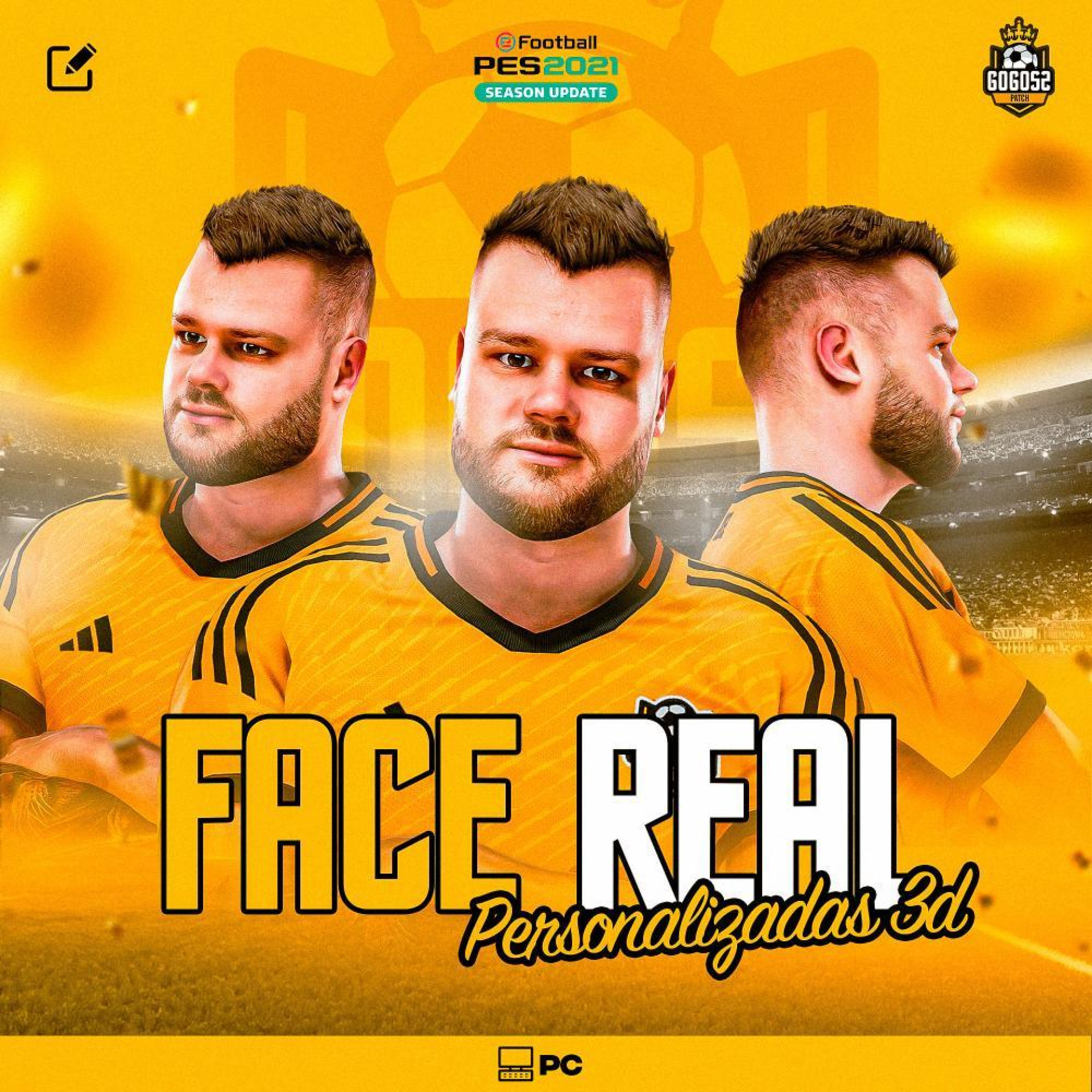 FACE REAL EM 3D - PARA PES 2021 PC